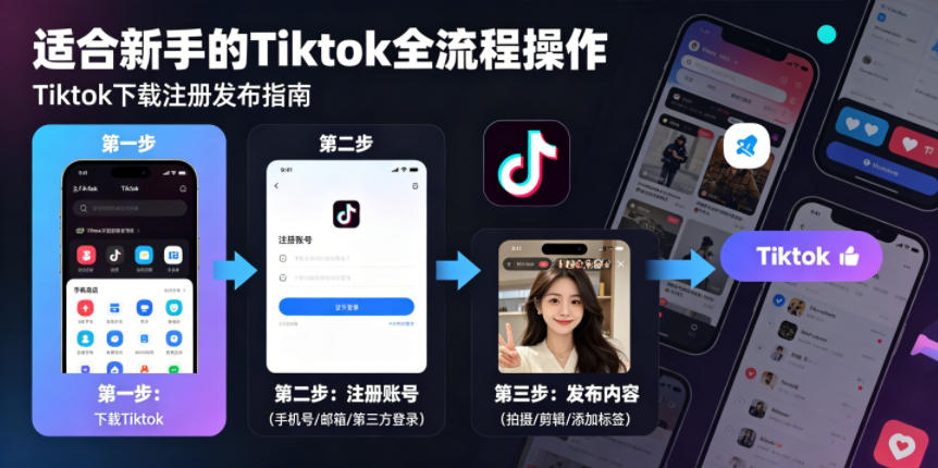 Tiktok下载注册发布,适合新手的Tiktok全流程操作-轻创掘金社