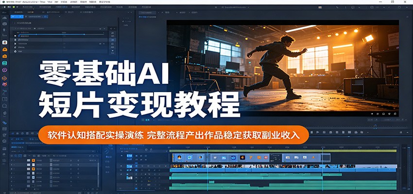 零基础AI短片变现教程：软件认知搭配实操演练，完整流程产出作品稳定获取副业收入-轻创掘金社