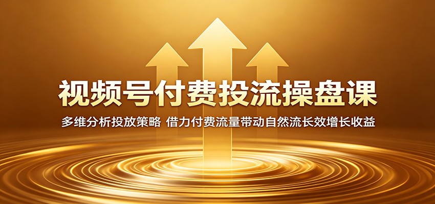 视频号付费投流操盘课：多维分析投放策略，借力付费流量带动自然流长效增长收益-轻创掘金社