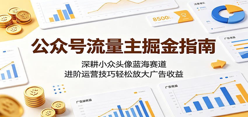 公众号流量主掘金指南：深耕小众头像蓝海赛道，进阶运营技巧轻松放大广告收益-轻创掘金社