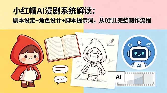 小红帽AI漫剧系统解读：剧本设定+角色设计+脚本提示词，从0到1完整制作流程-轻创掘金社