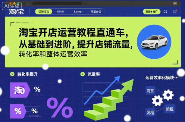 淘宝开店运营教程直通车，从基础到进阶，提升店铺流量，转化率和整体运营效率(更新26年05月27日)-轻创掘金社