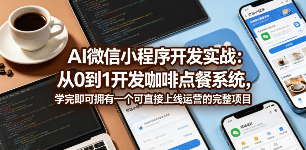 AI微信小程序开发实战:从0到1开发咖啡点餐系统,学完即可拥有一个可直接上线运营的完整项目-轻创掘金社