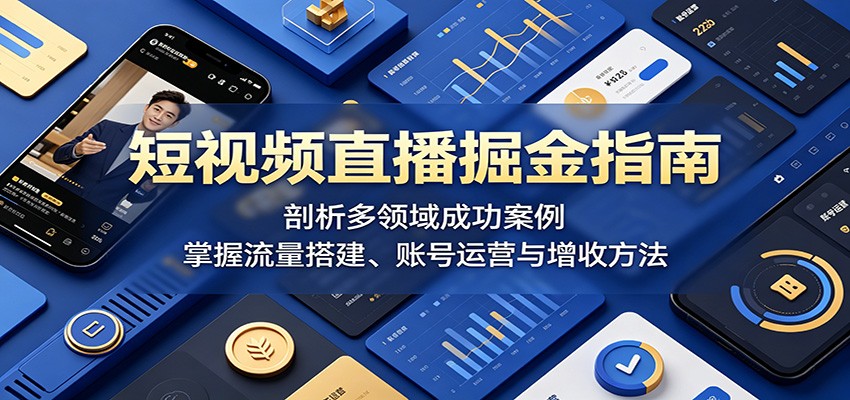 短视频直播掘金指南：剖析多领域成功案例，掌握流量搭建、账号运营与增收方法-轻创掘金社
