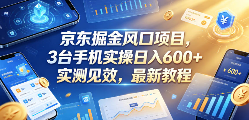 京东掘金风口项目，3台手机实操日入600+，实测见效，最新教程【揭秘】-轻创掘金社