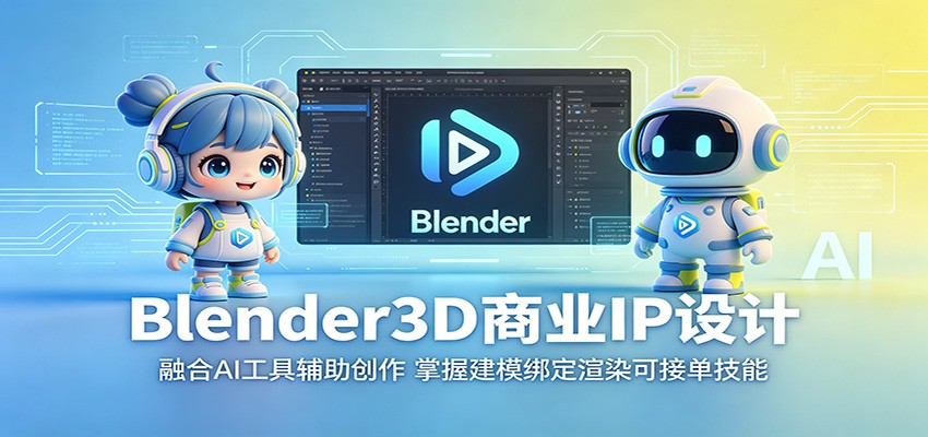 Blender3D商业IP设计：融合AI工具辅助创作，掌握建模绑定渲染可接单技能-轻创掘金社