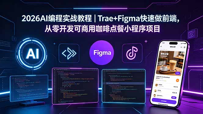 2026AI编程实战教程｜Trae+Figma快速做前端，从零开发可商用咖啡点餐小程序项目-轻创掘金社