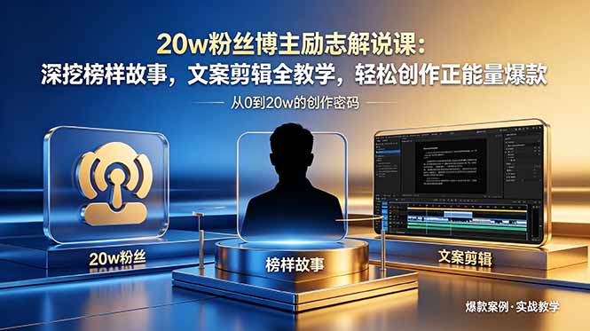 20w粉丝博主励志解说课：深挖榜样故事，文案剪辑全教学，轻松创作正能量爆款-轻创掘金社