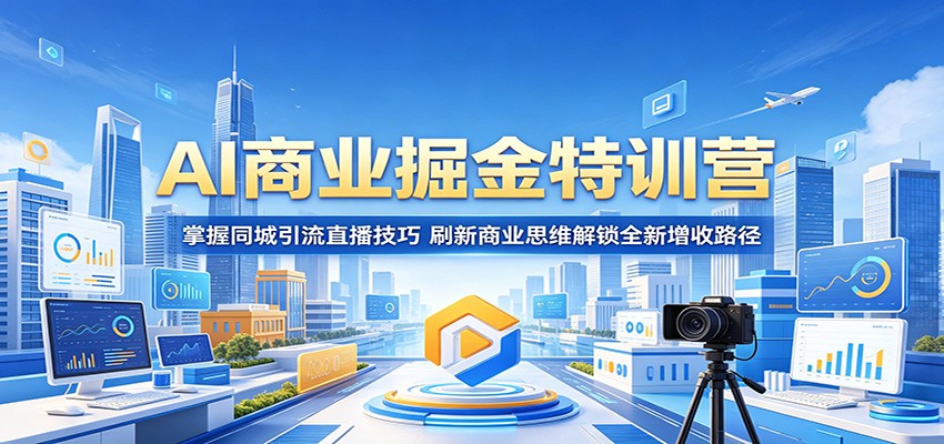 AI商业掘金特训营：掌握同城引流直播技巧，刷新商业思维解锁全新增收路径-轻创掘金社