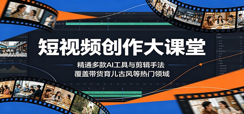 短视频创作大课堂：精通多款AI工具与剪辑手法，覆盖带货、育儿、古风等热门领域-轻创掘金社