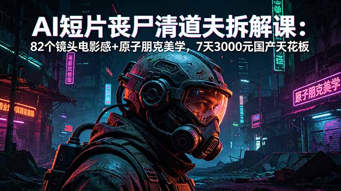 AI短片《丧尸清道夫》拆解课：82个镜头电影感+原子朋克美学，7天3000元国产天花板-轻创掘金社