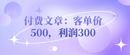 付费文章：客单价500，利润300-轻创掘金社