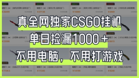 真全网独家CSGO挂G，单日捡漏1k+【揭秘】-轻创掘金社